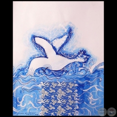 El vuelo del Fénix - Serie AZUL dibujo sobre papel de Ricardo Migliorisi - Año: 2018